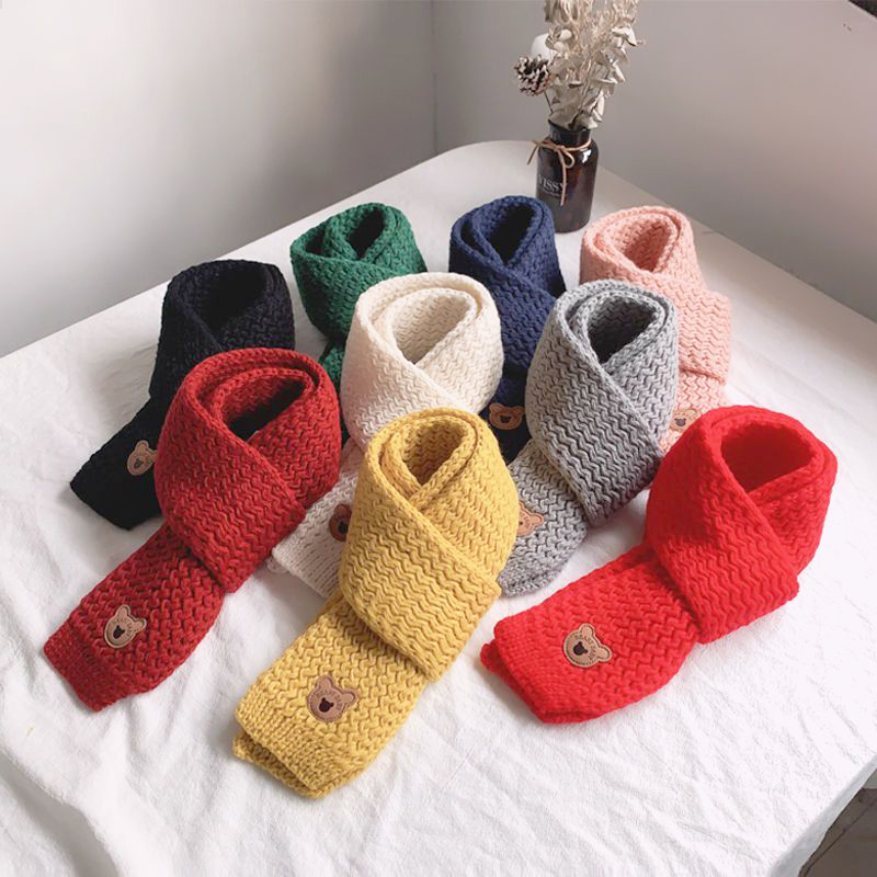 Children Winter Warm Scarf Fashion Boys Girls Knitting Wool Neck Warmer Wrap Outdoor Kids Soft Neck Cover Windproof Protection