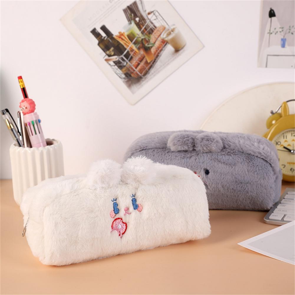 Cute Animal Pen Case Plush Pencil Pouch Stationery Bag Student Rabbit Pattern Pencil Pouch School Lovely Pouch Pencil Holder