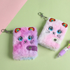 Cute Cat Plush Notebook For Girls Kawaii Pendant Keychain Furry Cats Notebook Daily Planner Journal Book Note Pad Stationery