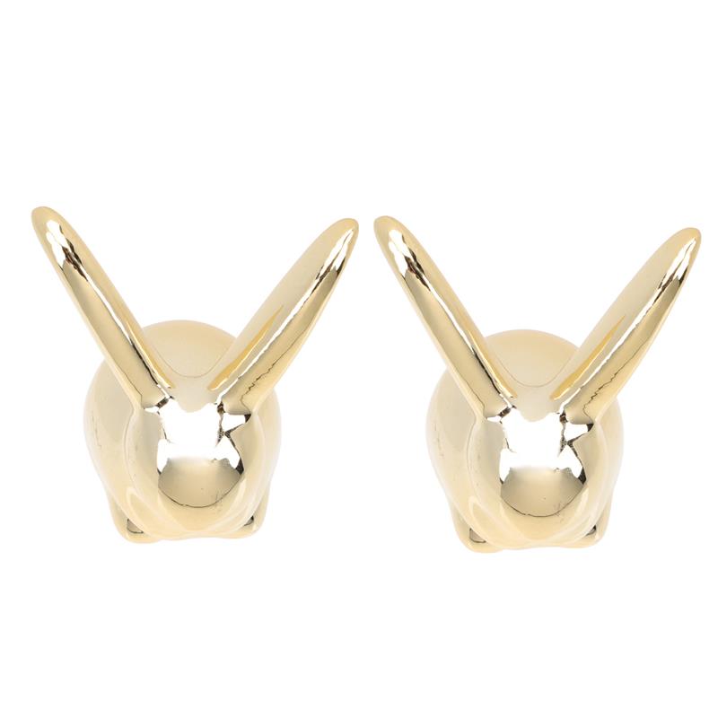 2Pcs Easter Bunny Golden Ceramic Bunny Easter Ornament Table Ornament For Easter Desktop Decor Easter Rabbit Home Decorations
