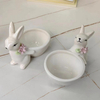 Rabbit Figurines Cute Ceramic Decorative Bunny Snack Serving Bowl Jewelry Holder Tray For Easter Desktop Office Gift Home Decor
