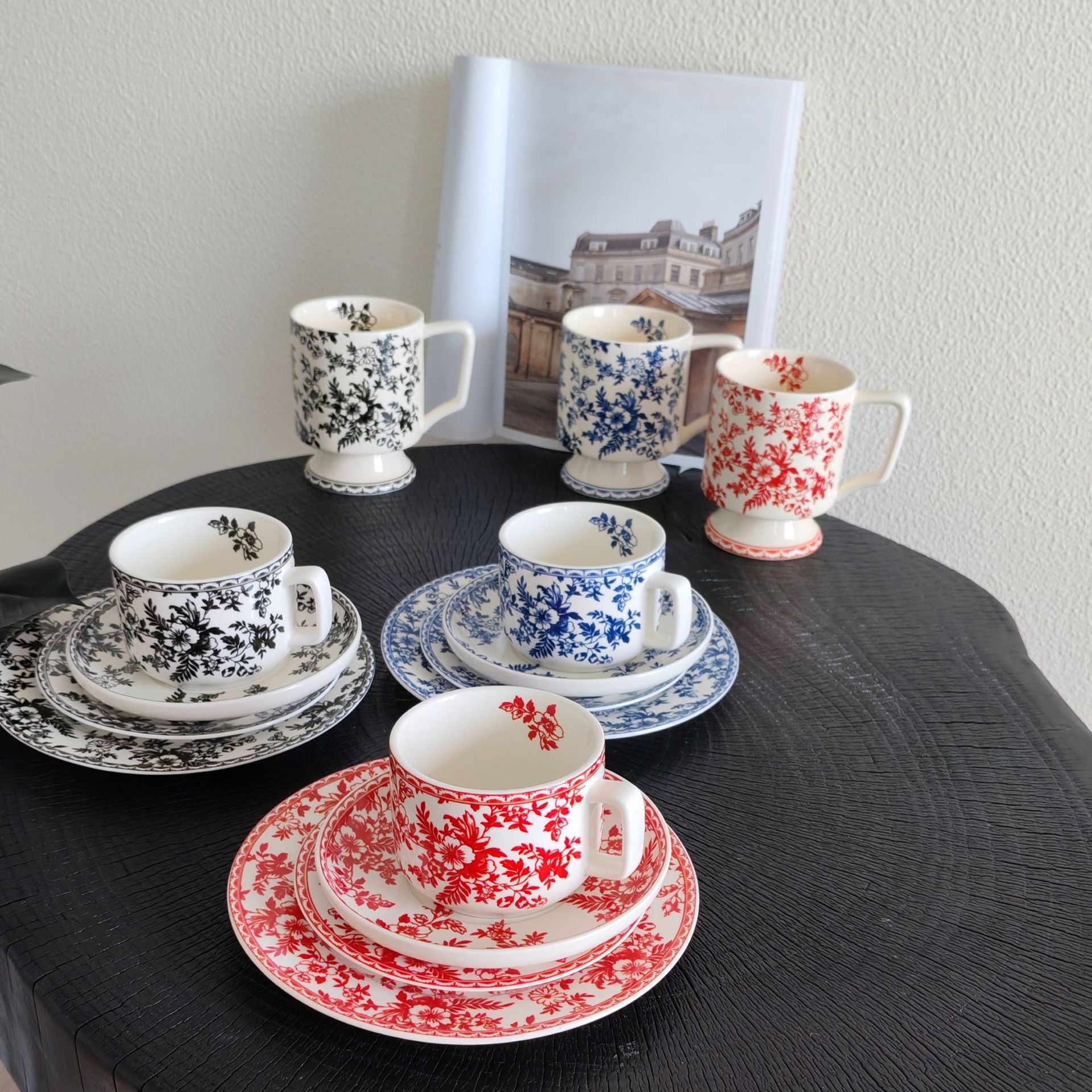 English Style Flower Ceramic Mugs Coffee Cup And Plate Milk Tea Cup Ins Oatmeal Breakfast Mug Drinkware Kitchen Cup Set