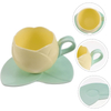 1 Set Tulip Cup Saucer Flower Shaped Ceramic Coffee Mug Unique Flower Cup Afternoon Teacup Girl Breakfast Milk Oatmeal Drinkware