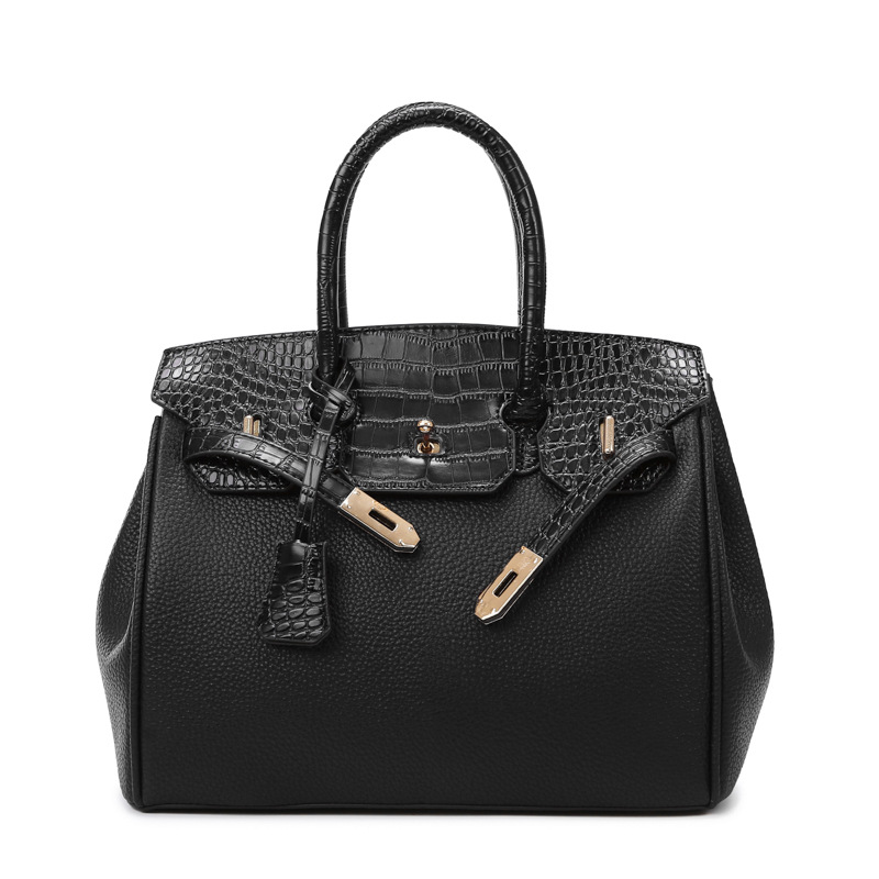 New Business Commuter Fashion Platinum Bag with Crocodile Pattern Splicing Handheld Single Shoulder Diagonal Cross Women's Bag