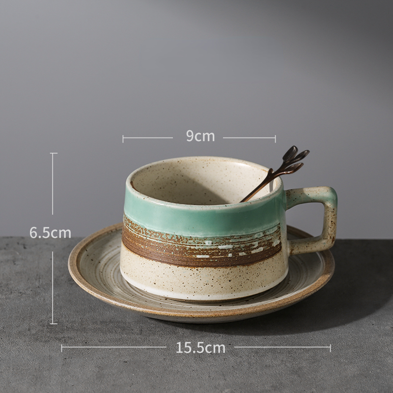 Nordic Travel Cup And Saucer Vintage Ceramic Coffee Cup And Saucer Camping Aesthetic Afternoon Tea Set 