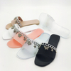 Hot Sale Custom Design Chain Decor Crystal Ladies Flat Jelly Slides Sandals Ladies Pvc Slippers Jelly Shoes For Women