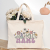 Personalized Flower with Name Tote Bag Women Canvas Shoulder Bags Monogram Shopping Bag Handbags Birthday Wedding Gifts For Her
