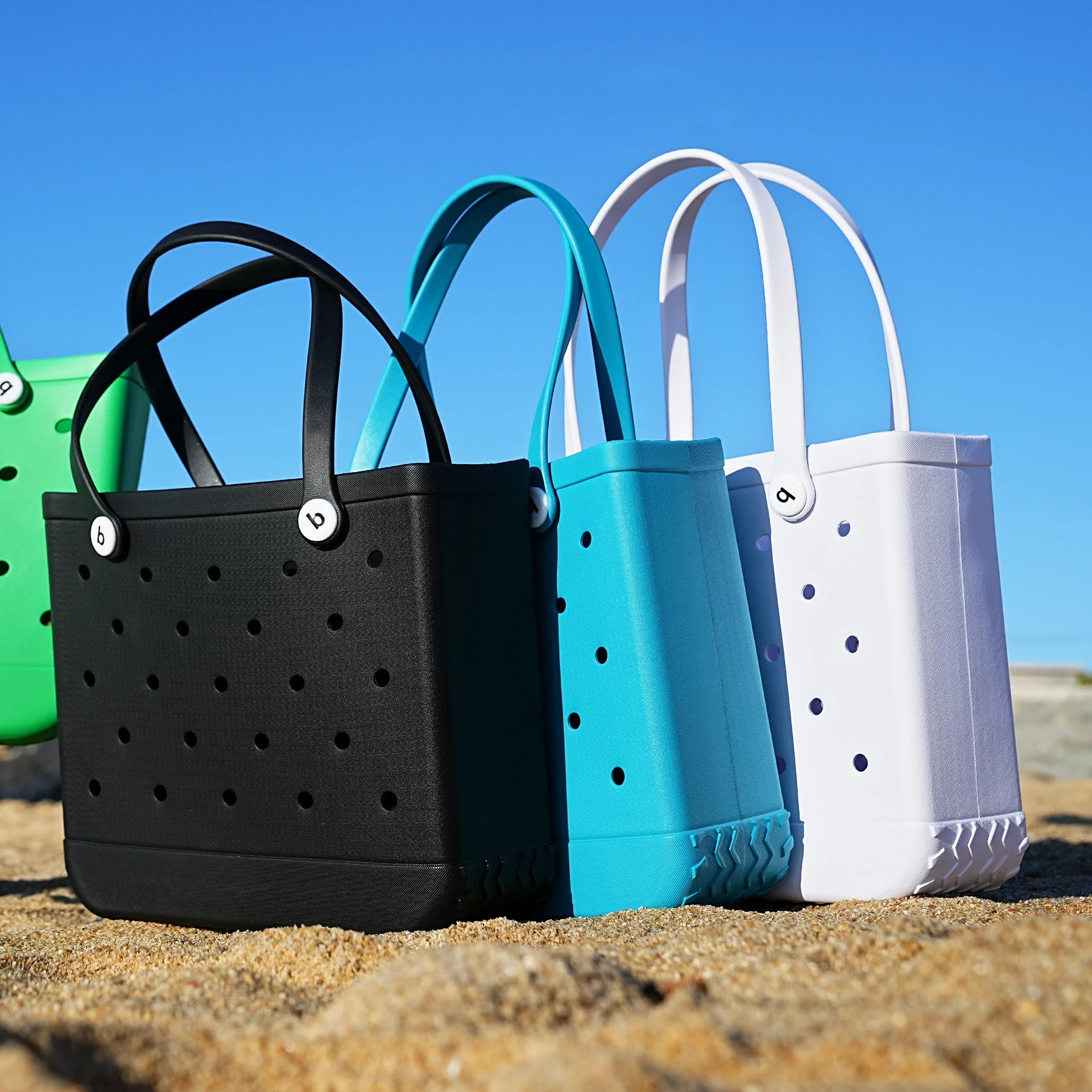 Beach Bag Summer Beach Basket Women Picnic Tote Bag Holes Waterproof Handbag Pouch Shopping Shoulder Bag