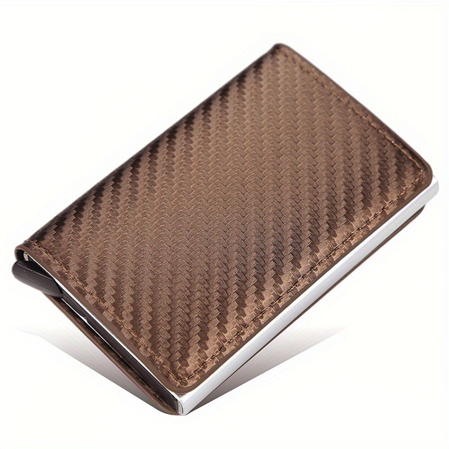 Carbon Fiber Credit Card Holder Wallet Men Rfid Smart Metal Thin Slim Pop Up Minimalist Wallet Small Black Purse Metal Wallet