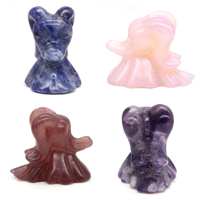 Natural Ghost Specter Dog Statue, Healing Crystals, Carving Gemstones, Crafts, Home Decoration, Halloween Gifts, Wholesale, 1.6"