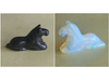 Hand Carved Gemstone Crystal White Opalite Black Obsidian Horse Figurine Animal Carving