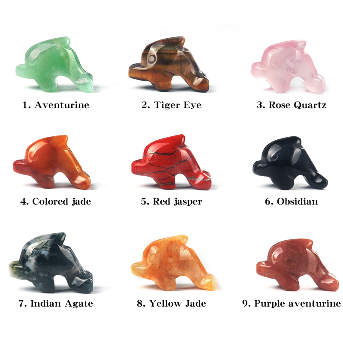 1PC Dolphin Statue Natural Tiger Eye Crystal Healing Stone Carving Gems Animal Figurine Crafts Home Decor Ornament Gifts