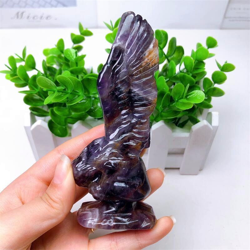 Natural Dream Amethyst Crying Angel Wing Girl, Handmade Crafts Figurine, Healing Crystal Ornament, Room Decor, 12cm, 1Pc