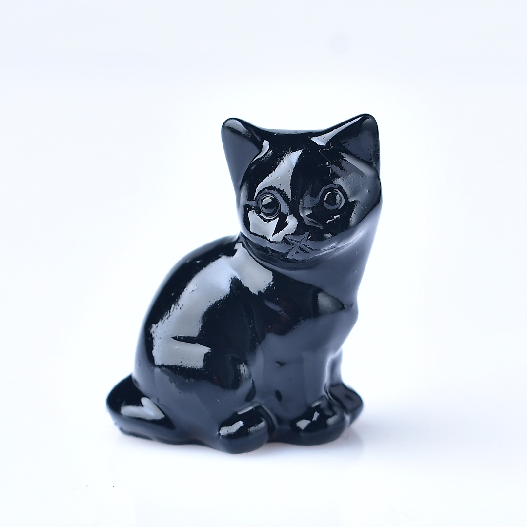 1pc 3.5cm/1.38in Crystal Carved Cat, Meditation Stone Crystal Gift for Home Decor.