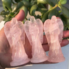 90mm Natural Pink Crystal Angel Statue Stone Carving Pink Crystal Reiki Healing Figurine Home Decoration Trinket Craft Gift 1pcs