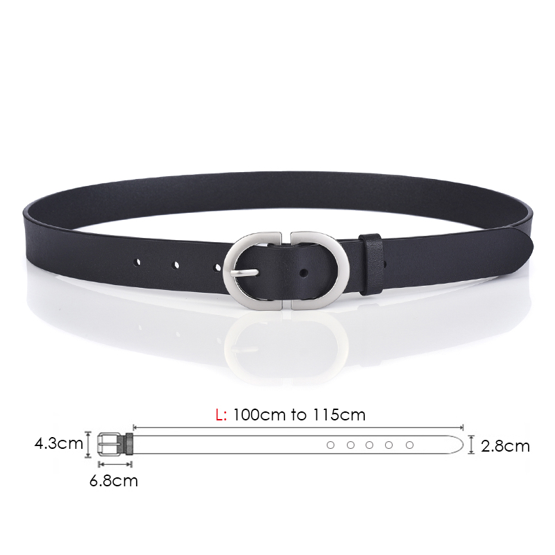 Women's Leather Belt 2.8cm Natural Cowhide Silver Alloy Buckle Thin Belt Female Jeans Trousers Girdles Waistband