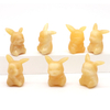 1.5" Natural Stone Yellow Jade Cute Cartoon Anime Carved Figure Healing Crystal Fancy Animal Statue Birthday Decor Home Ornament