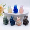 1.5'' Rabbit Natural Stone Carved Amethyst Crystal Quartz Animal Figurine Healing Home Decor Gemstone Child Gift Room Ornament