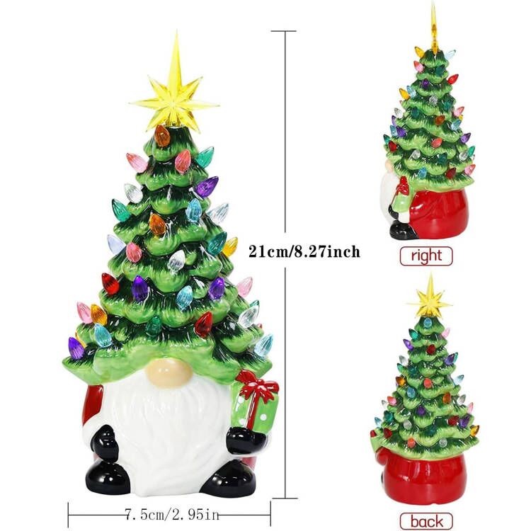 2024 Christmas Decorations Multi Color Lights Luminous Dwarf Ceramic Christmas Gnomes Christmas Decorations Faceless Doll