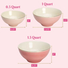 3-Piece Ceramic Bowl Set, Nesting Mixing Bowls, Dishwasher Safe, Pink and Gold