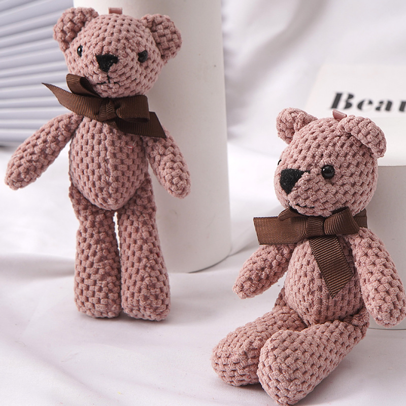 16-20CM Teddy Bear Stuffed Plush Toys Cute Dress Rabbit Pendant Dolls Gifts Birthday Wedding Party Decor