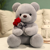 Kawaii Teddy Bear with Roses Plush Toy Soft Bear Stuffed Doll Romantic Gift for Lover Home Decor Valentine's Day Gifts for Girls