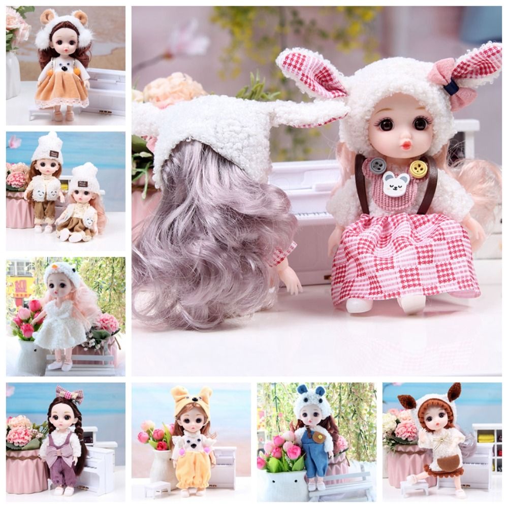 with Clothes BJD Dolls Movable Joints 3D Eye Removable Joints Doll Dress Up Cute Simulated Eye Hinge Doll Children Toys