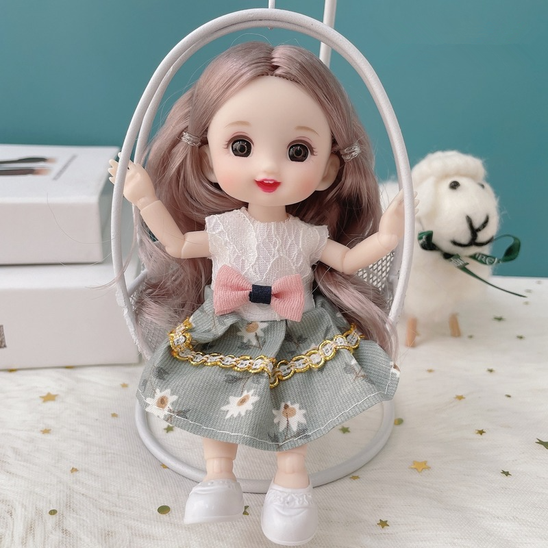 16cm Bjd Doll 13 Joint Cute 3D Brown Eye Dress Up Fashion Baby with Clothes Shoes Children's DIY Toy Girl Gift
