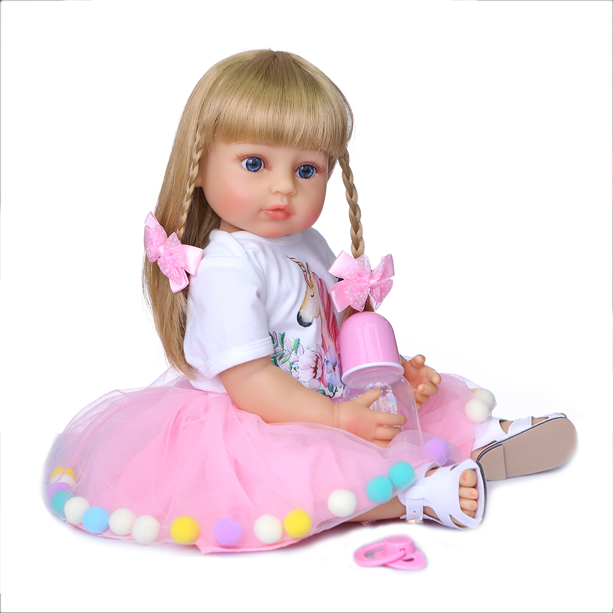 50CM Full Body Soft Silicone Popular Sweet Face Reborn Toddler Baby Girl Doll Birthday Christmas Gift High Quality Doll