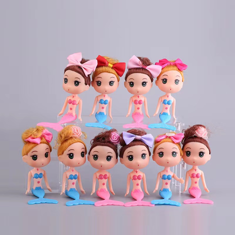 Cute Mini Mermaid Dolls 2 Items / Lot Miniature Accessories Animal Education Kids Toys Birthday Present Gifts Freeshipping