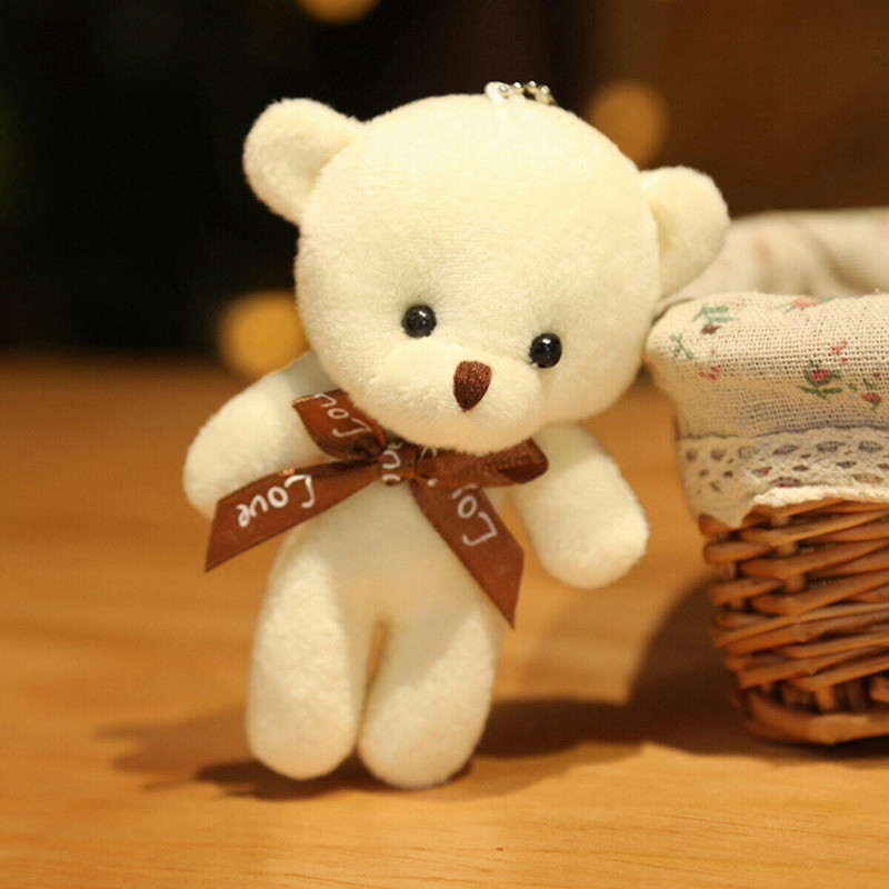 10PCS/Pack Stuffed Plush Toy Teddy Bears Mini Bear Doll Toy Keychain Bag Pendants Wedding Decoration Kids Birthday Party Gifts
