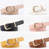 2.4X105cm Women Belts PU Leather Simple Metal Buckle Belt Girls Dress Jean Pants Waistband Belts for Lady Luxury Designer Brand