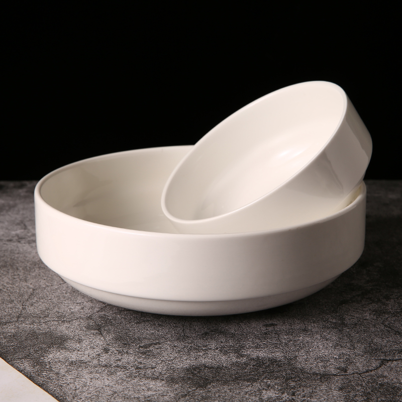 Customization Restaurant Round Smooth Glaze Bulk Cereal Bowls / High White Ceramic Soup Bowl