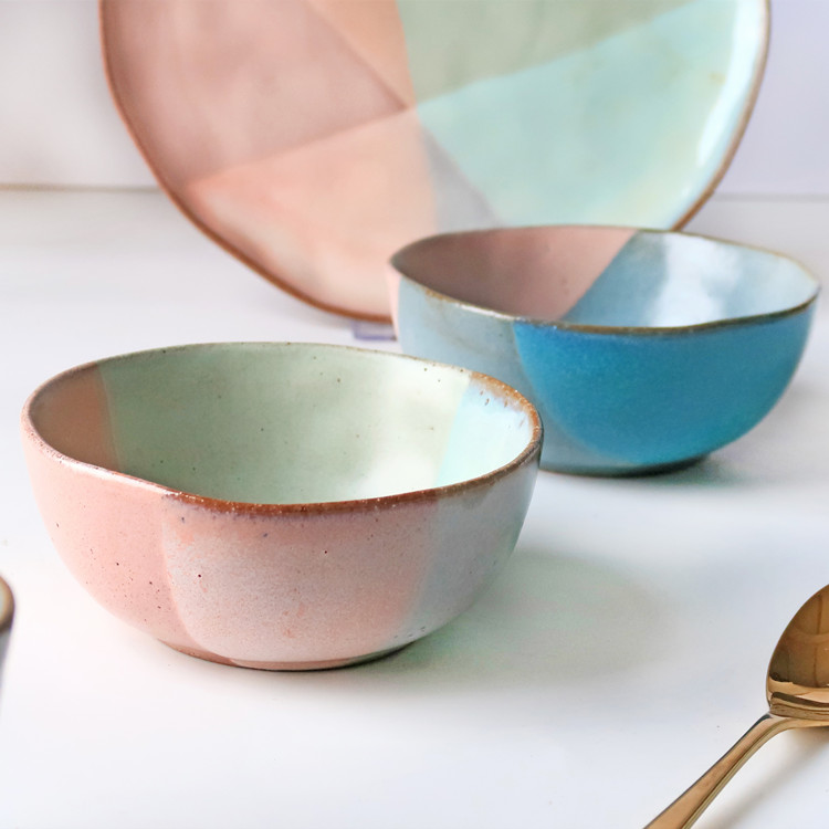 Wholesale European Vintage Style Colorful Home Goods Stoneware Custom Cheap Dinnerware Set for Gift