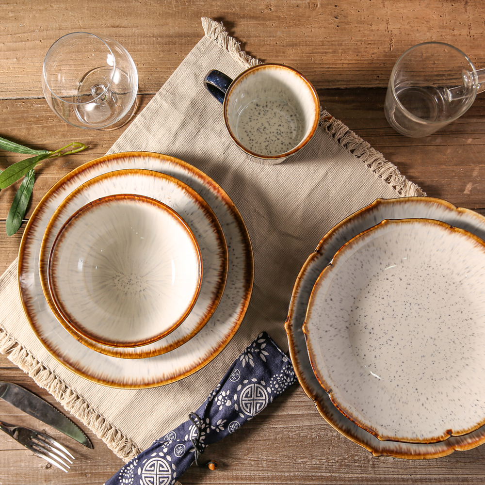 Modern Stoneware Dinnerware Set Wholesale Ceramic Plate Dinnerware Sets for Home Restaurant Wedding