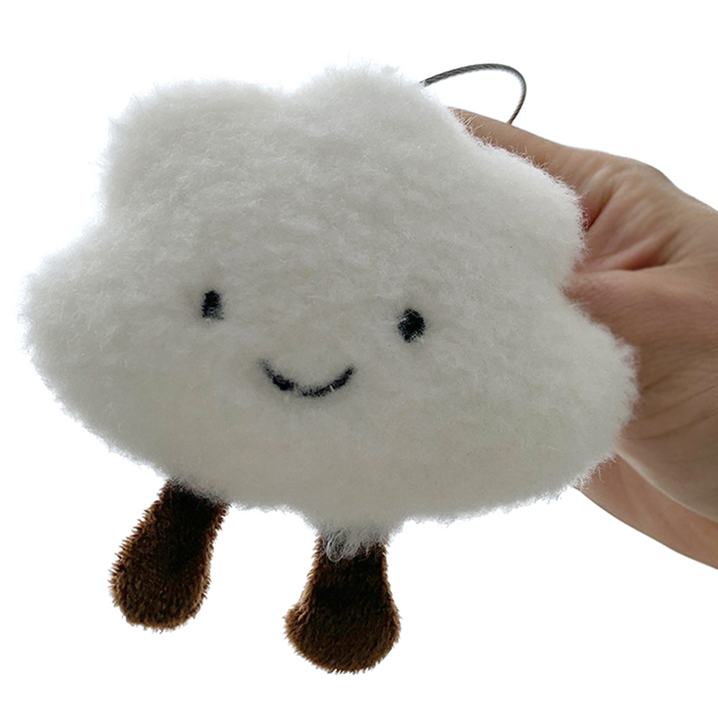 Cute Plush White Cloud Pendant Keychain Girl Bag Accessories Kawaii Pendant Doll Couple Key Ring