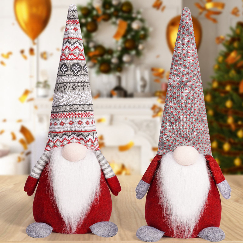 Christmas Sitting Faceless Doll Creative Pattern Knitted Hat Rudolf Cute Desktop Ornament