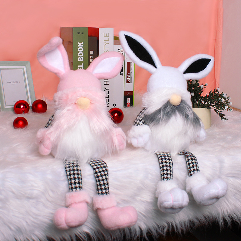  Cross Border Easter Long Leg Rabbit Doll Ornament Cute Elf Doll Home Festival Decoration Supplies