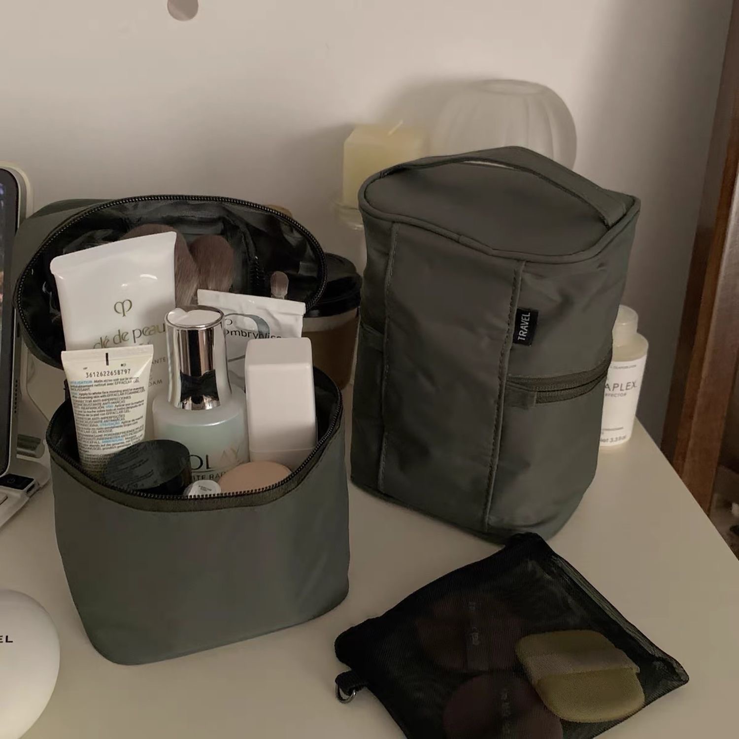 Women's Simple Ins Cosmetic Pouch Large Capacity Travel Storage Bags Ladies Design Clutch Handbags Big Toiletry Bag