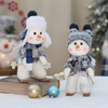 Christmas New Product Blue Fabric Doll Cute Skiing Swinging Snowman Decoration Pendant Holiday Gift
