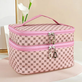 Large Capacity Makeup Bag Double Zip Women Cosmetic Bag Bathing Pouch Travel Toiletries Organizer Waterproof Storage Make Up Cas