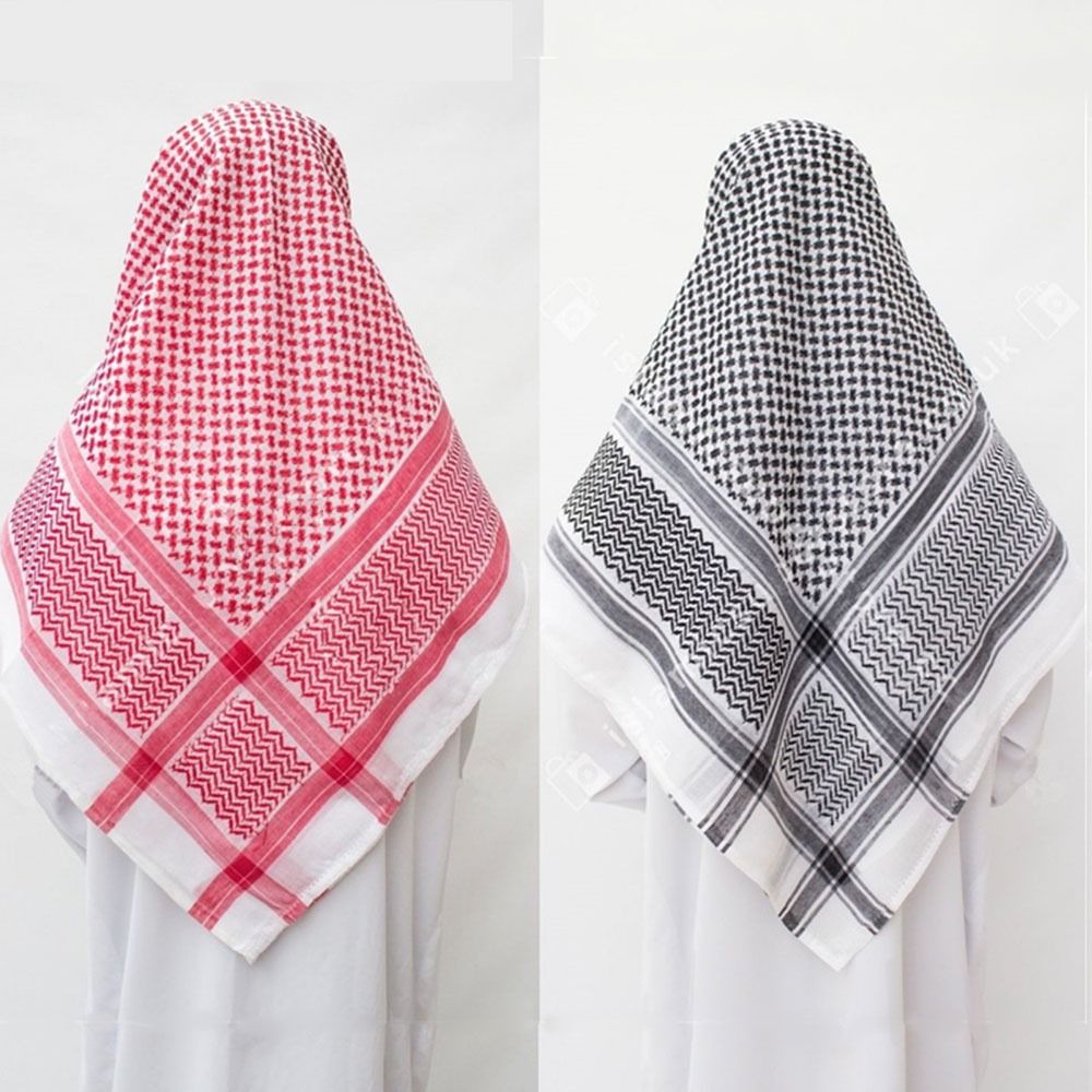 1Pcs Arab Kafiya Keffiyeh Arabic Muslim Head Scarf Polyester Shemagh Neck Wrap for Adults Turban Hijab Headwear Turban Shawl
