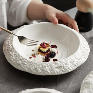 Rock Grain Ceramic Plate Home Gourmet Main Dish Plate Nordic Hotel Restaurant Tableware Creative Fruit Steak Dessert Cake Plate