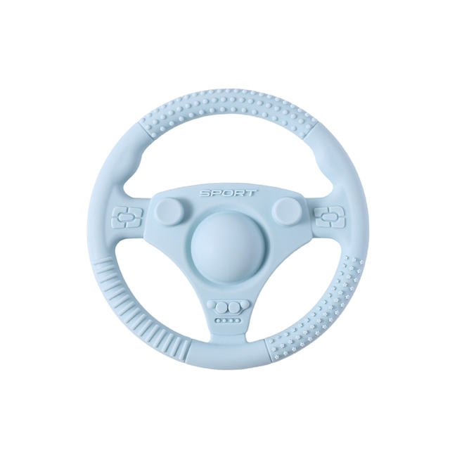 1PC Silicone Teether Baby Steering Wheel Car Teether Wooden Teether Ring BPA Free Silicone Infant Goods Kid Teething Toy