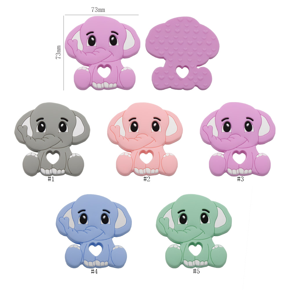 Cute-idea 1pc Elephant Teether Cartoon Animal Baby Teethers Food Grade Silicone Beads Baby Products Chewable Pacifier Toys DIY