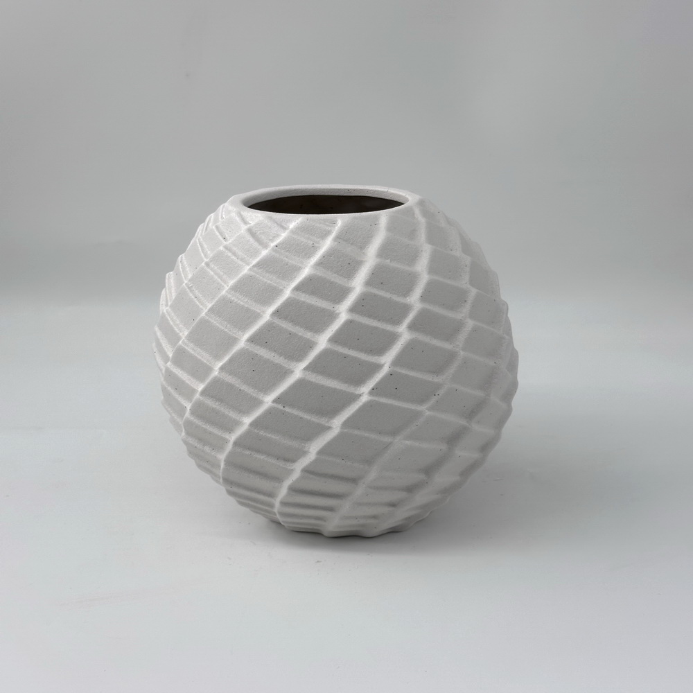 Minimalist Frosted Ceramic Vase Nordic Spiral Art, Elegant Table Centerpiece for Living Room
