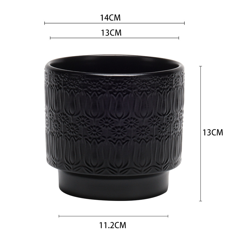 Ceramic flowerpot, simple Nordic style, green ivy, rose, cactus, gardening, green plants, potted flower pot, container