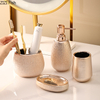 Ceramic Toiletry Kit Bathroom 4 Piece Foaming Soap Dispenser Toothbrush Holder Mouthwash Cup Soap Dish Bathroom Accessories Set