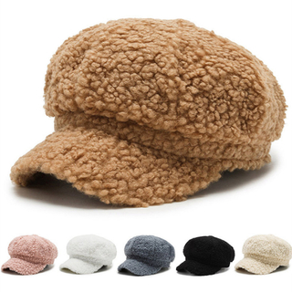 Women Lamb Wool Berets Autumn And Winter Fashion All-match Hat Painter Octagonal Cap