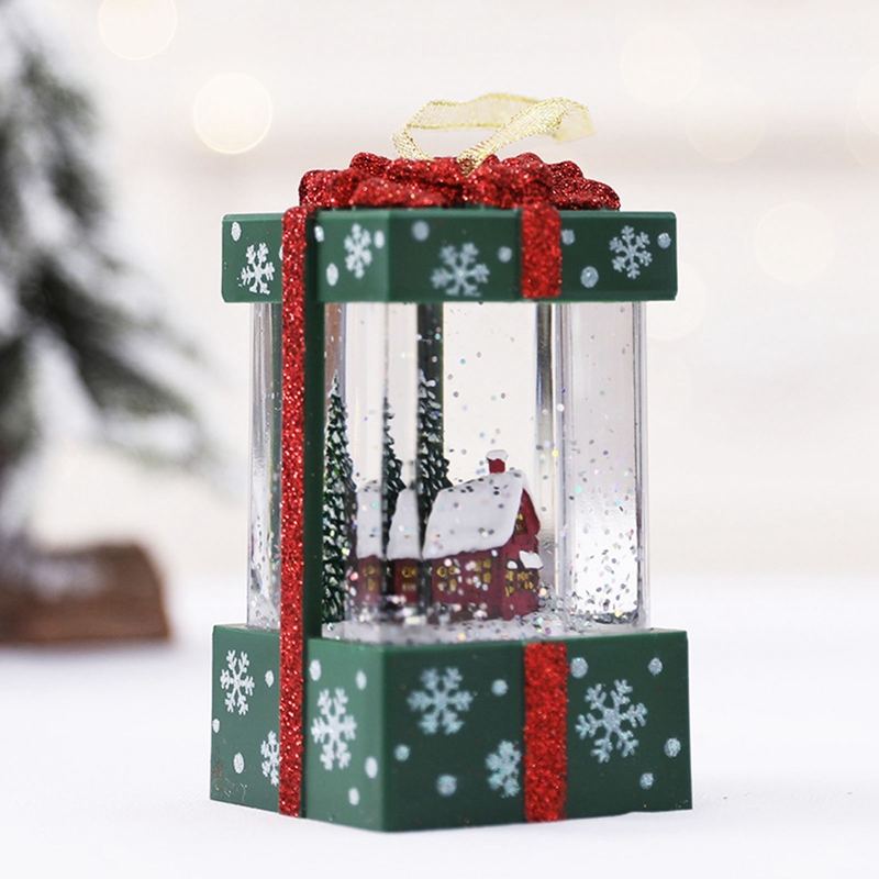 Christmas Snow Globe Lantern LED Light Water Glittering Santa Night Lamp Decor